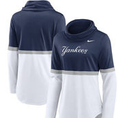 Women's Nike White/Navy New York Yankees Club Lettering Fashion Performance Pullover Sweatshirt
