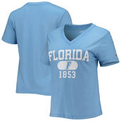 Women's League Collegiate Wear Heathered Light Blue Florida Gators Intramural Boyfriend Tri-Blend V-Neck T-Shirt