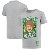 Youth Mitchell & Ness Larry Bird Gray Boston Celtics Hardwood Classics King of the Court Player T-Shirt