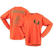 Women's Pressbox Orange Miami Hurricanes Big Shirt Oversized Long Sleeve T-Shirt