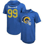 Men's Fanatics Branded Aaron Donald Royal Los Angeles Rams Player Name & Number Tri-Blend Hoodie T-Shirt