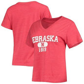 League Collegiate Wear Women's Heathered Scarlet Nebraska Huskers Intramural Boyfriend Tri-Blend V-Neck T-Shirt