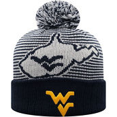 Youth Top of the World Navy West Virginia Mountaineers Line Up Cuffed Knit Hat with Pom