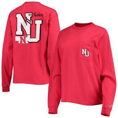 League Collegiate Wear Women's Scarlet Nebraska Huskers Pocket Oversized Long Sleeve T-Shirt