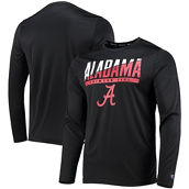 Men's Champion Black Alabama Crimson Tide Wordmark Slash Long Sleeve T-Shirt