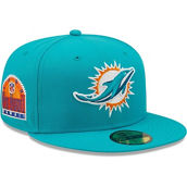 Men's New Era Aqua Miami Dolphins 1993 Pro Bowl Side Patch Orange Undervisor 59FIFY Fitted Hat