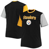 Men's Black/Gold Pittsburgh Steelers Big & Tall Colorblocked T-Shirt