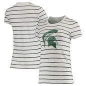 Women's Alternative Apparel White Michigan State Spartans Ideal Stripe Tri-Blend T-Shirt