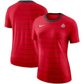 Women's Nike Scarlet Ohio State Buckeyes Striped Ringer Tri-Blend T-Shirt