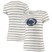 Women's Alternative Apparel White Penn State Nittany Lions Ideal Stripe Tri-Blend T-Shirt