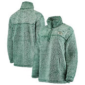 Women's Green Green Bay Packers Sherpa Quarter-Zip Pullover Jacket