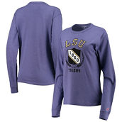 League Collegiate Wear Women's Heathered Purple LSU Tigers Seal Victory Falls Oversized Tri-Blend Long Sleeve T-Shirt