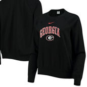Women's Nike Black Georgia Bulldogs Varsity Fleece Tri-Blend Raglan Pullover Sweatshirt