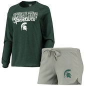 Women's Concepts Sport Green/Gray Michigan State Spartans Raglan Long Sleeve T-Shirt & Shorts Sleep Set