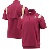 Men's Nike Garnet Florida State Seminoles 2021 Coaches Short Sleeve Quarter-Zip Jacket