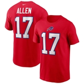 Men's Nike Josh Allen Red Buffalo Bills Name & Number T-Shirt