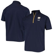 Men's Under Armour Navy Notre Dame Fighting Irish Squad Coaches Raglan Short Sleeve Quarter-Zip Jacket