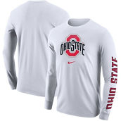 Men's Nike White Ohio State Buckeyes Team Lockup 2-Hit Long Sleeve T-Shirt