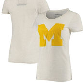 Homefield Women's Heathered Oatmeal Michigan Wolverines Vintage Block M Tri-Blend T-Shirt