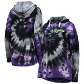 Colosseum Women's Purple LSU Tigers Slow Ride Spiral Tie-Dye Oversized Pullover Hoodie