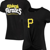 New Era Women's Black Pittsburgh Pirates 2-Hit Front Twist Burnout T-Shirt