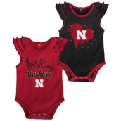 Girls Newborn & Infant Scarlet/Black Nebraska Huskers Touchdown 2-Pack Bodysuit Set