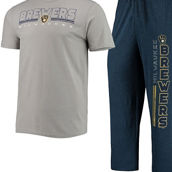 Men's Concepts Sport Navy/Gray Milwaukee Brewers Meter T-Shirt and Pants Sleep Set