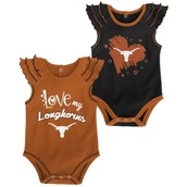 Genuine Stuff Girls Newborn & Infant Texas Orange/Black Texas Longhorns down 2-Pack Bodysuit Set