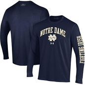 Men's Under Armour Navy Notre Dame Fighting Irish Arched Two-Hit Performance Long Sleeve T-Shirt