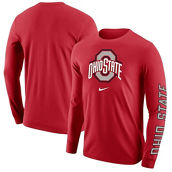 Men's Nike Scarlet Ohio State Buckeyes Team Lockup 2-Hit Long Sleeve T-Shirt