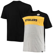 Men's Fanatics Branded Black/Heathered Gray Pittsburgh Steelers Big & Tall Color Block T-Shirt