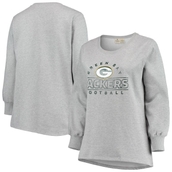 Women's Heathered Gray Green Bay Packers Plus Size Fleece Pullover Sweatshirt
