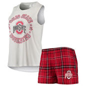Concepts Sport Women's Scarlet/White Ohio State Buckeyes Ultimate Flannel Tank Top & Shorts Sleep Set