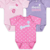 Infant Soft as a Grape Pink/Purple Milwaukee Brewers Rookie Creeper 3-Pack