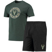 Men's Concepts Sport Black/Hunter Green Milwaukee Bucks T-Shirt & Shorts Sleep Set