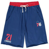 Men's Majestic Joel Embiid Royal Philadelphia 76ers Big & Tall French Terry Name & Number Shorts
