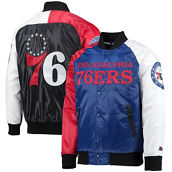 Men's Starter Royal/Red/White Philadelphia 76ers Tricolor Remix Raglan Full-Snap Jacket