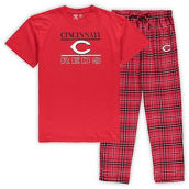 Men's Concepts Sport Red/Black Cincinnati Reds Big & Tall Lodge T-Shirt & Pants Sleep Set