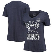 Women's Heathered Navy Dallas Cowboys Cali State V-Neck Tri-Blend T-Shirt