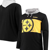 Men's Fanatics Branded Black Pittsburgh Steelers Big & Tall Logo Hoodie Long Sleeve T-Shirt