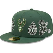 Men's New Era Hunter Green Milwaukee Bucks Paisley 59FIFTY Fitted Hat