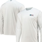 Men's Columbia White Atlanta Braves Americana Terminal Tackle Omni-Shade Raglan Long Sleeve T-Shirt