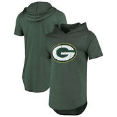 Men's Majestic Threads Green Green Bay Packers Primary Logo Tri-Blend Hoodie T-Shirt