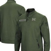 Men's Colosseum Olive Michigan Wolverines OHT Military Appreciation Digit Quarter-Snap Jacket