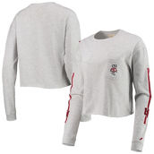 League Collegiate Wear Women's Heathered Gray Wisconsin Badgers Clothesline Cotton Midi Crop Long Sleeve T-Shirt