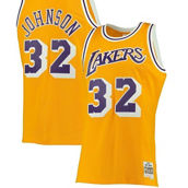 Mitchell & Ness Men's Magic Johnson Gold Los Angeles Lakers Big & Tall Hardwood Classics Jersey