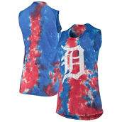 Majestic Threads Women's Threads Red/Blue Detroit Tigers Tie-Dye Tri-Blend Muscle Tank Top