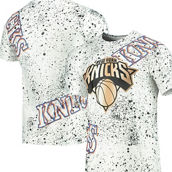 Men's White New York Knicks Gold Foil Splatter Print T-Shirt
