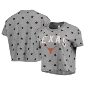 Women's Alternative Apparel Heathered Gray Texas Longhorns Headliner Stars Cropped Tri-Blend T-Shirt