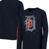 Youth Navy Detroit Tigers Platinum Logo Long Sleeve T-Shirt